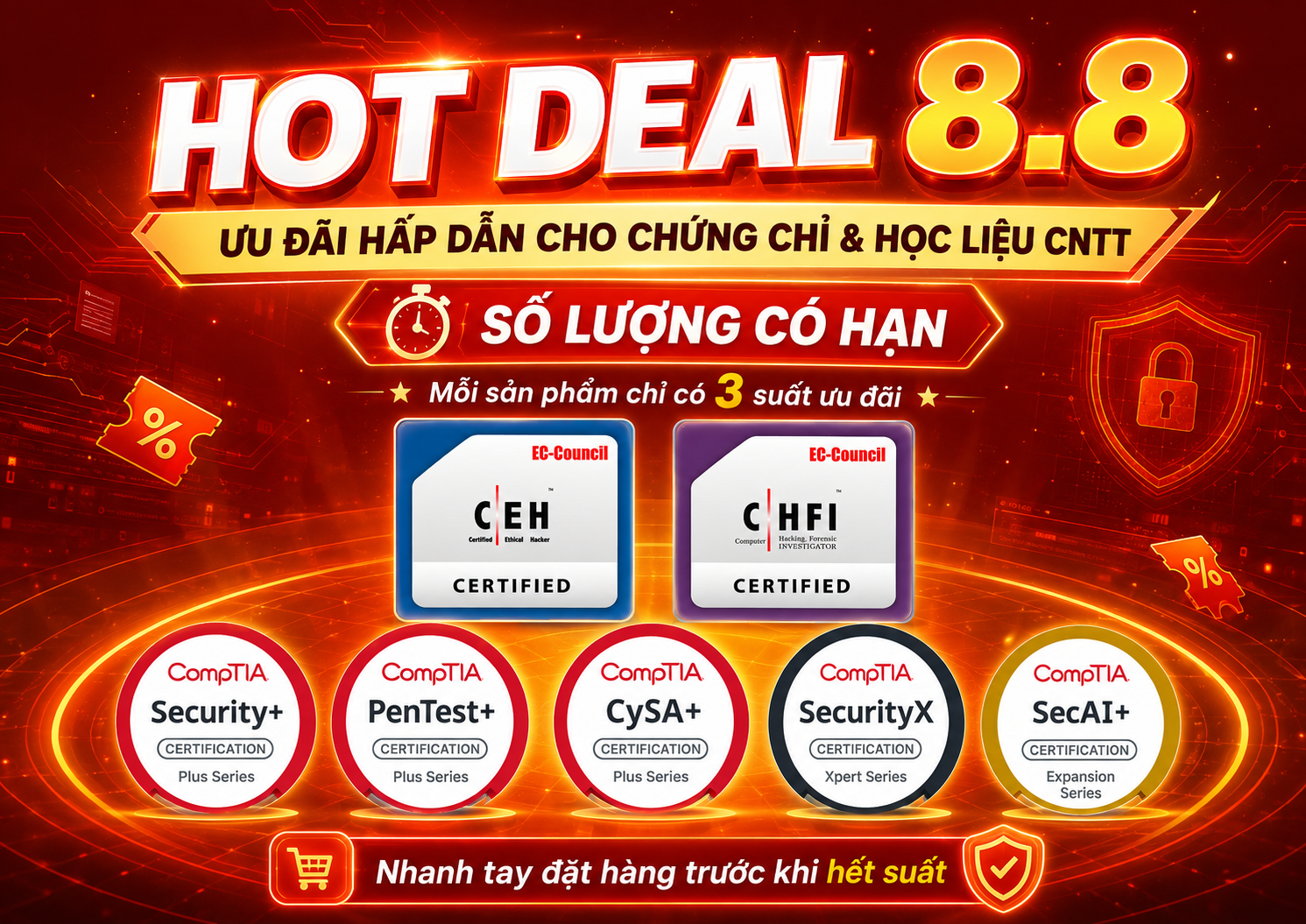 Hot Deal 8.8 – Chứng Chỉ An Ninh Mạng Giá Sốc | Security365